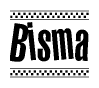 The clipart image displays the text Bisma in a bold, stylized font. It is enclosed in a rectangular border with a checkerboard pattern running below and above the text, similar to a finish line in racing. 