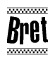 The clipart image displays the text Bret in a bold, stylized font. It is enclosed in a rectangular border with a checkerboard pattern running below and above the text, similar to a finish line in racing. 