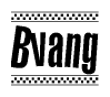 The image contains the text Bvang in a bold, stylized font, with a checkered flag pattern bordering the top and bottom of the text.