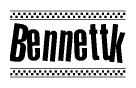 The clipart image displays the text Bennettk in a bold, stylized font. It is enclosed in a rectangular border with a checkerboard pattern running below and above the text, similar to a finish line in racing. 