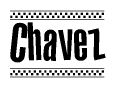 Chavez Bold Text with Racing Checkerboard Pattern Border