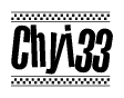 Chyi33 Bold Text with Racing Checkerboard Pattern Border