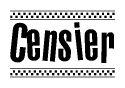 The image contains the text Censier in a bold, stylized font, with a checkered flag pattern bordering the top and bottom of the text.