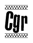The image contains the text Cgr in a bold, stylized font, with a checkered flag pattern bordering the top and bottom of the text.