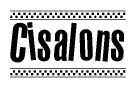 The image contains the text Cisalons in a bold, stylized font, with a checkered flag pattern bordering the top and bottom of the text.