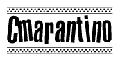   The image contains the text Cmarantino in a bold, stylized font, with a checkered flag pattern bordering the top and bottom of the text. 