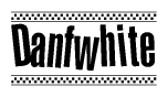 The clipart image displays the text Danfwhite in a bold, stylized font. It is enclosed in a rectangular border with a checkerboard pattern running below and above the text, similar to a finish line in racing. 