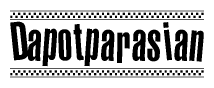The image contains the text Dapotparasian in a bold, stylized font, with a checkered flag pattern bordering the top and bottom of the text.