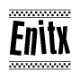 The image contains the text Enitx in a bold, stylized font, with a checkered flag pattern bordering the top and bottom of the text.