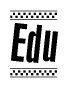 The clipart image displays the text Edu in a bold, stylized font. It is enclosed in a rectangular border with a checkerboard pattern running below and above the text, similar to a finish line in racing. 