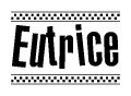 The image contains the text Eutrice in a bold, stylized font, with a checkered flag pattern bordering the top and bottom of the text.