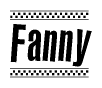 The clipart image displays the text Fanny in a bold, stylized font. It is enclosed in a rectangular border with a checkerboard pattern running below and above the text, similar to a finish line in racing. 