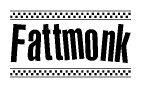 The clipart image displays the text Fattmonk in a bold, stylized font. It is enclosed in a rectangular border with a checkerboard pattern running below and above the text, similar to a finish line in racing. 