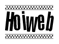 The clipart image displays the text Hoiweb in a bold, stylized font. It is enclosed in a rectangular border with a checkerboard pattern running below and above the text, similar to a finish line in racing. 