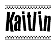 The clipart image displays the text Kaitlin in a bold, stylized font. It is enclosed in a rectangular border with a checkerboard pattern running below and above the text, similar to a finish line in racing. 