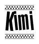 Kimi Bold Text with Racing Checkerboard Pattern Border