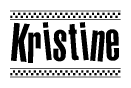 The image contains the text Kristine in a bold, stylized font, with a checkered flag pattern bordering the top and bottom of the text.