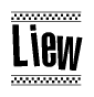 Liew Bold Text with Racing Checkerboard Pattern Border