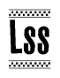 The clipart image displays the text Lss in a bold, stylized font. It is enclosed in a rectangular border with a checkerboard pattern running below and above the text, similar to a finish line in racing. 
