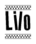 The image contains the text Lilo in a bold, stylized font, with a checkered flag pattern bordering the top and bottom of the text.