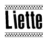 Liette Bold Text with Racing Checkerboard Pattern Border