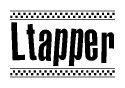 The clipart image displays the text Ltapper in a bold, stylized font. It is enclosed in a rectangular border with a checkerboard pattern running below and above the text, similar to a finish line in racing. 