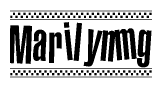 The clipart image displays the text Marilynmg in a bold, stylized font. It is enclosed in a rectangular border with a checkerboard pattern running below and above the text, similar to a finish line in racing. 