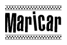 The image contains the text Maricar in a bold, stylized font, with a checkered flag pattern bordering the top and bottom of the text.