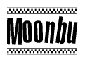 The image contains the text Moonbu in a bold, stylized font, with a checkered flag pattern bordering the top and bottom of the text.