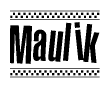 Maulik Bold Text with Racing Checkerboard Pattern Border