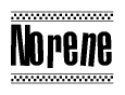 The clipart image displays the text Norene in a bold, stylized font. It is enclosed in a rectangular border with a checkerboard pattern running below and above the text, similar to a finish line in racing. 
