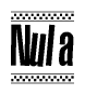 The image contains the text Nula in a bold, stylized font, with a checkered flag pattern bordering the top and bottom of the text.