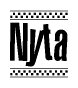 The clipart image displays the text Nyta in a bold, stylized font. It is enclosed in a rectangular border with a checkerboard pattern running below and above the text, similar to a finish line in racing. 