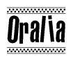 The clipart image displays the text Oralia in a bold, stylized font. It is enclosed in a rectangular border with a checkerboard pattern running below and above the text, similar to a finish line in racing. 