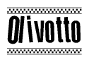 The image contains the text Olivotto in a bold, stylized font, with a checkered flag pattern bordering the top and bottom of the text.