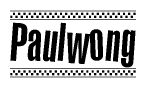 The clipart image displays the text Paulwong in a bold, stylized font. It is enclosed in a rectangular border with a checkerboard pattern running below and above the text, similar to a finish line in racing. 