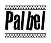 The clipart image displays the text Palbel in a bold, stylized font. It is enclosed in a rectangular border with a checkerboard pattern running below and above the text, similar to a finish line in racing. 