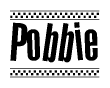The clipart image displays the word Pobbie in a bold, stylized font, with a decorative border above and below the text which consists of a dotted pattern. 