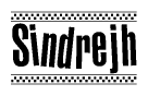 The clipart image displays the text Sindrejh in a bold, stylized font. It is enclosed in a rectangular border with a checkerboard pattern running below and above the text, similar to a finish line in racing. 