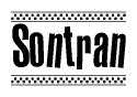 The image contains the text Sontran in a bold, stylized font, with a checkered flag pattern bordering the top and bottom of the text.