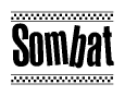 The clipart image displays the text Sombat in a bold, stylized font. It is enclosed in a rectangular border with a checkerboard pattern running below and above the text, similar to a finish line in racing. 