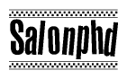 The image contains the text Salonphd in a bold, stylized font, with a checkered flag pattern bordering the top and bottom of the text.