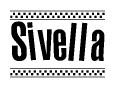 The image contains the text Sivella in a bold, stylized font, with a checkered flag pattern bordering the top and bottom of the text.
