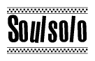 The clipart image displays the text Soulsolo in a bold, stylized font. It is enclosed in a rectangular border with a checkerboard pattern running below and above the text, similar to a finish line in racing. 