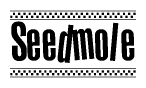 The image contains the text Seedmole in a bold, stylized font, with a checkered flag pattern bordering the top and bottom of the text.