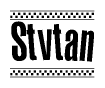 The clipart image displays the text Stvtan in a bold, stylized font. It is enclosed in a rectangular border with a checkerboard pattern running below and above the text, similar to a finish line in racing. 