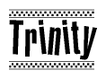 Trinity Bold Text with Racing Checkerboard Pattern Border