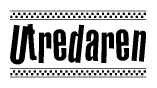 The clipart image displays the text Utredaren in a bold, stylized font. It is enclosed in a rectangular border with a checkerboard pattern running below and above the text, similar to a finish line in racing. 