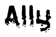The image contains the word Ally in a stylized font with a static looking effect at the bottom of the words