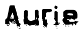 The image contains the word Aurie in a stylized font with a static looking effect at the bottom of the words